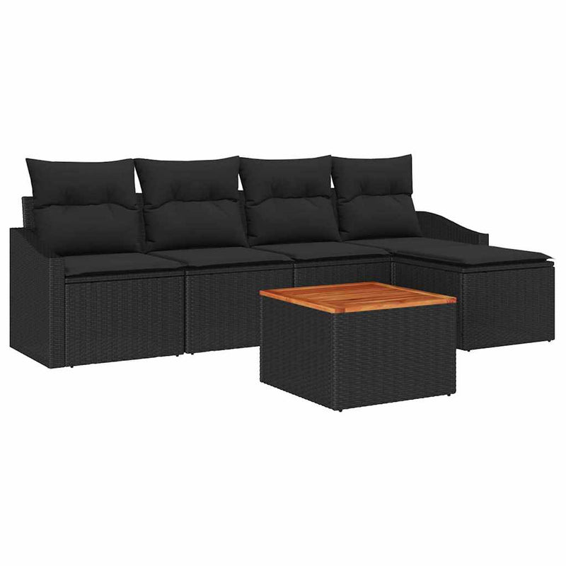 vidaXL Garden Sofa Set 6 pcs Black