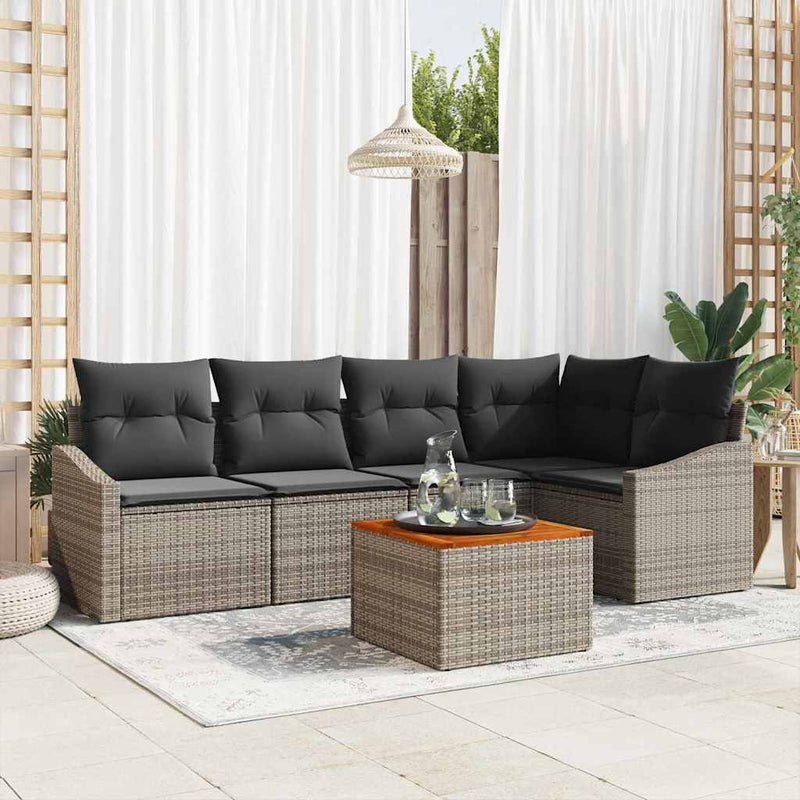 vidaXL Garden Sofa Set 6 pcs Grey