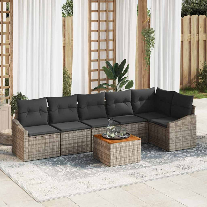 vidaXL Garden Sofa Set 7 pcs Grey