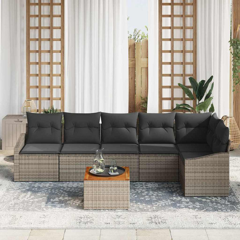 vidaXL Garden Sofa Set 7 pcs Grey