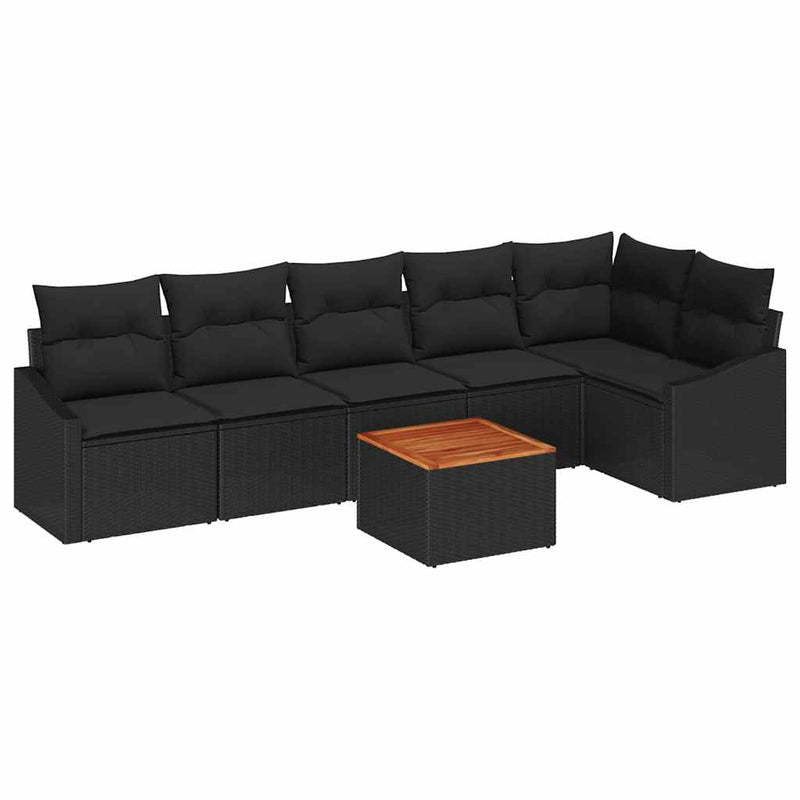 vidaXL Garden Sofa Set 7 pcs Black