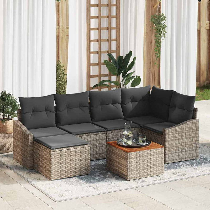 vidaXL Garden Sofa Set 7 pcs Grey