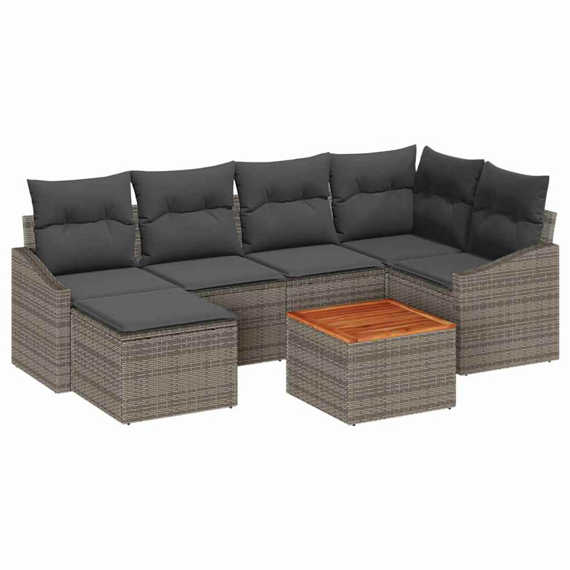 vidaXL Garden Sofa Set 7 pcs Grey