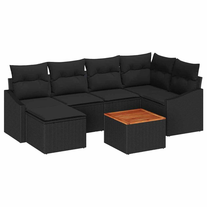 vidaXL Garden Sofa Set 7 pcs Black