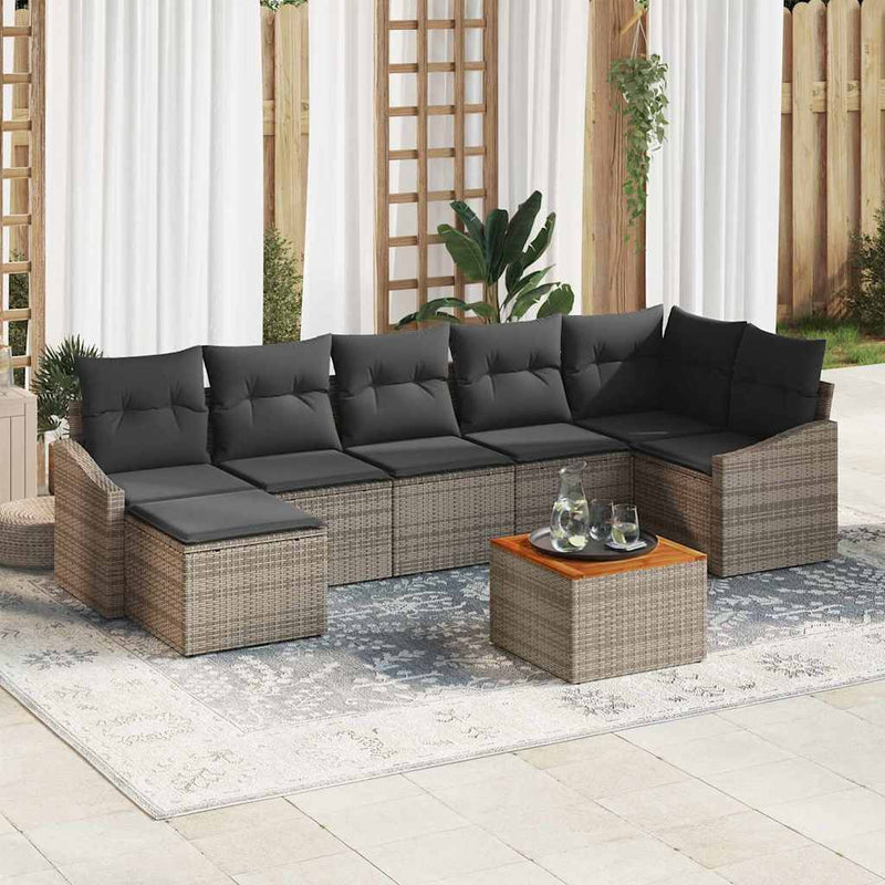 vidaXL Garden Sofa Set 8 pcs Grey