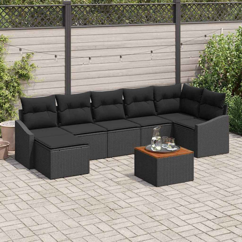 vidaXL Garden Sofa Set 8 pcs Black