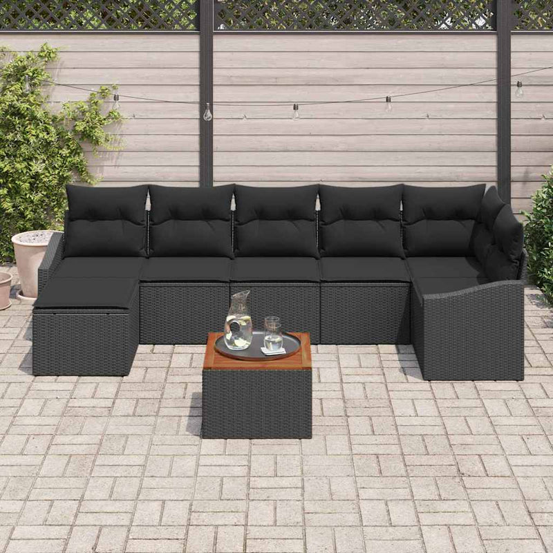 vidaXL Garden Sofa Set 8 pcs Black