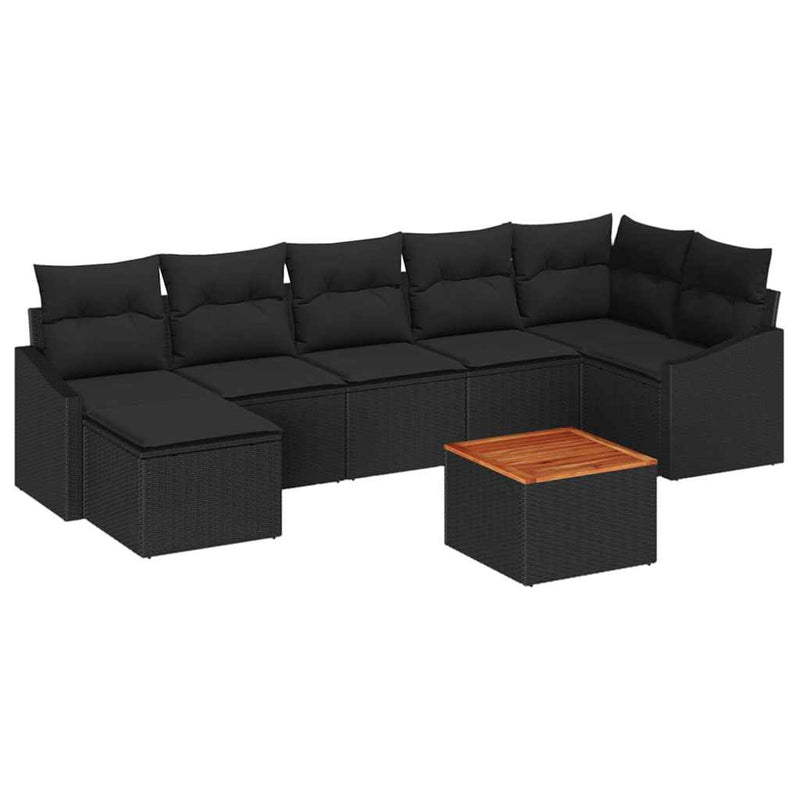 vidaXL Garden Sofa Set 8 pcs Black