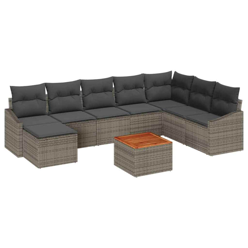 vidaXL Garden Sofa Set 9 pcs Grey