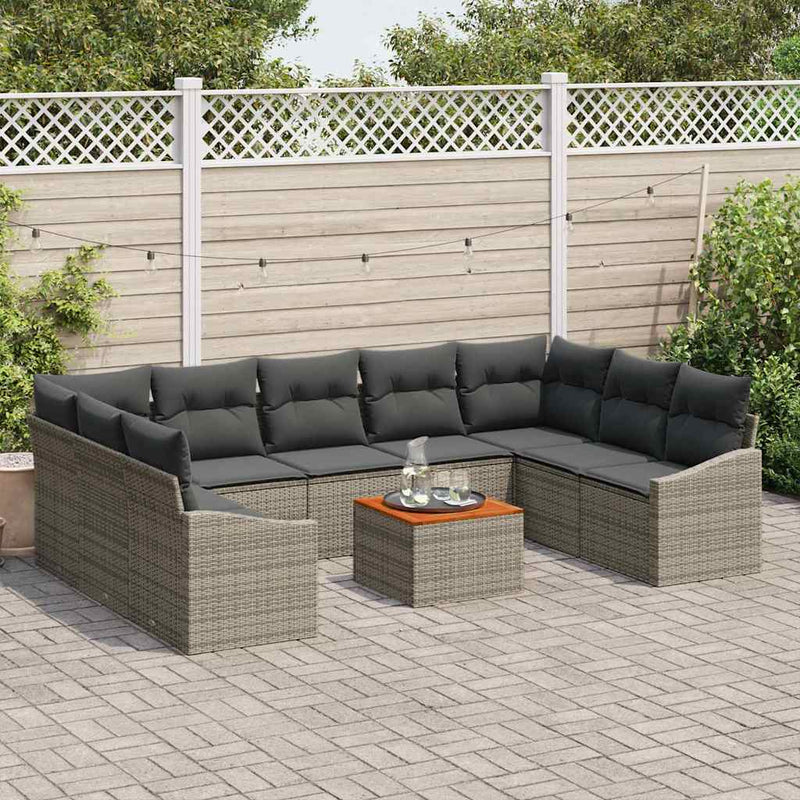 vidaXL Garden Sofa Set 10 pcs Grey