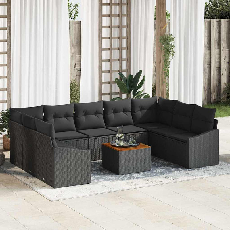 vidaXL Garden Sofa Set 10 pcs Black