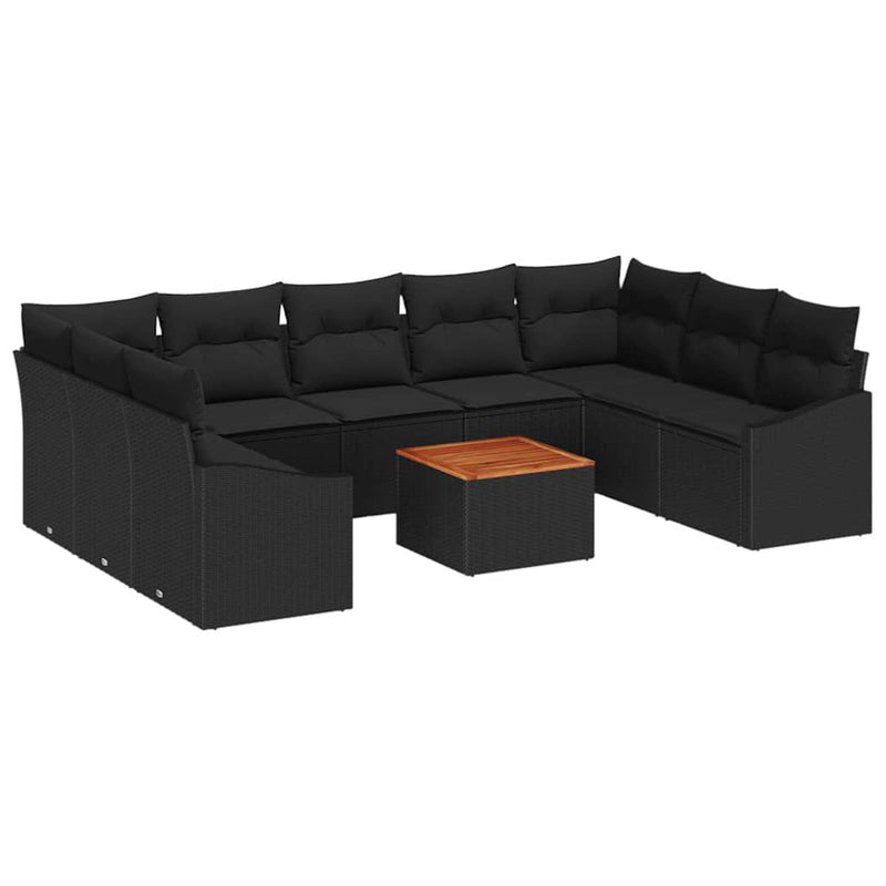 vidaXL Garden Sofa Set 10 pcs Black