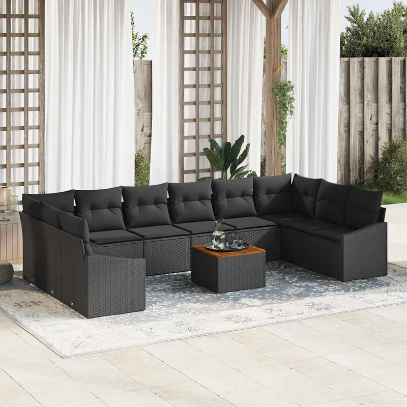 vidaXL Garden Sofa Set 11 pcs Black