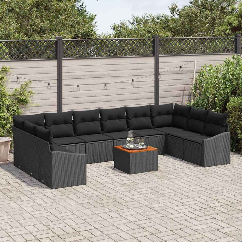 vidaXL Garden Sofa Set 11 pcs Black