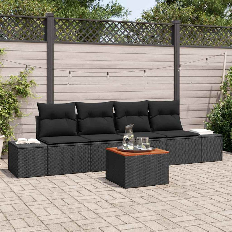 vidaXL Garden Sofa Set 5 pcs Black