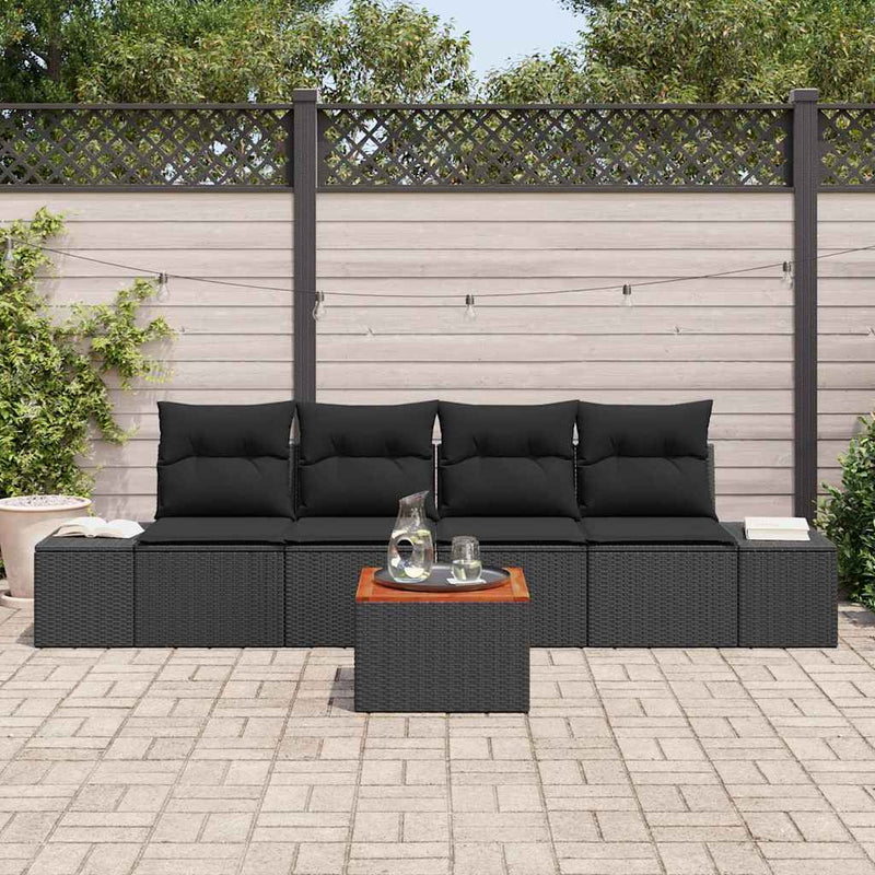 vidaXL Garden Sofa Set 5 pcs Black