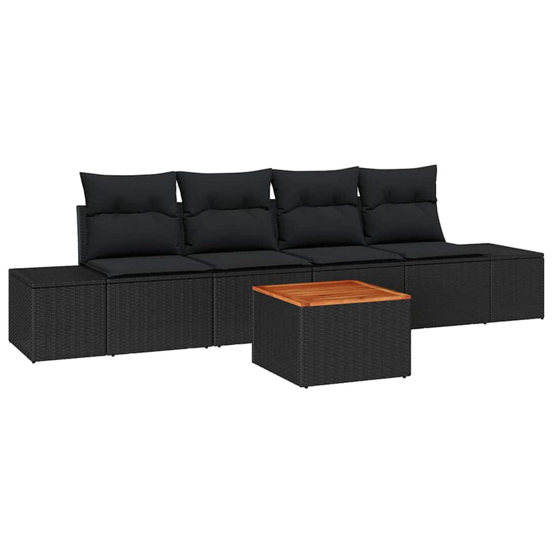 vidaXL Garden Sofa Set 5 pcs Black