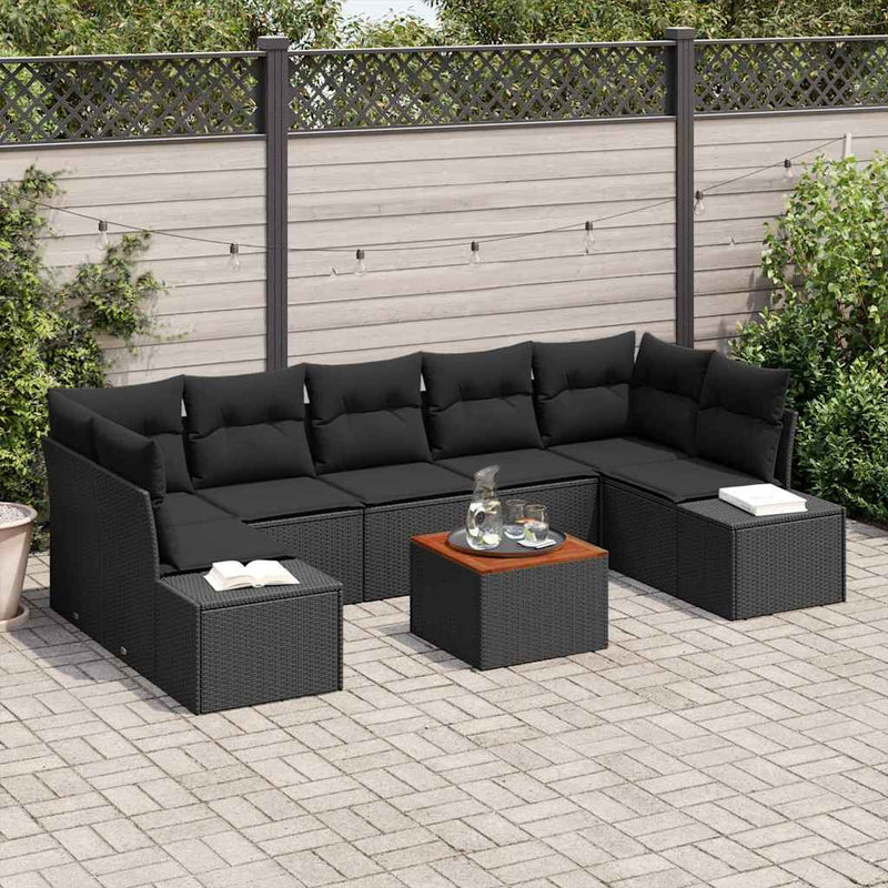 vidaXL Garden Sofa Set 8 pcs Black