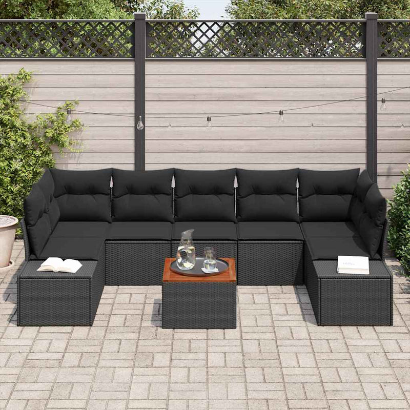 vidaXL Garden Sofa Set 8 pcs Black