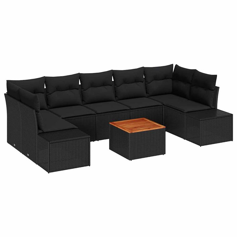 vidaXL Garden Sofa Set 8 pcs Black