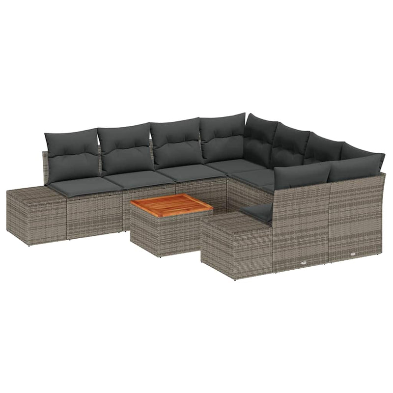 vidaXL Garden Sofa Set 9 pcs Grey