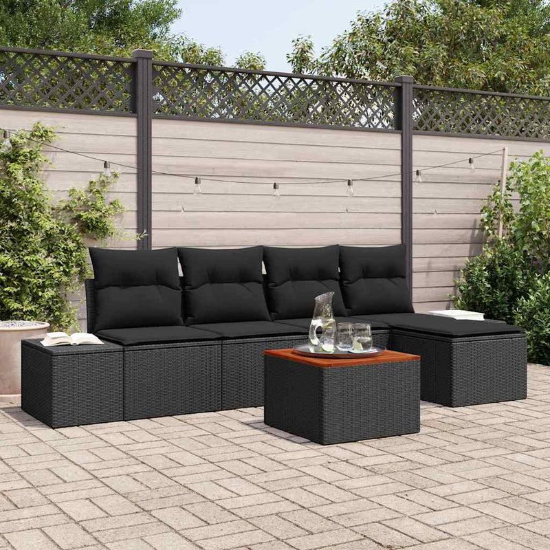 vidaXL Garden Sofa Set 6 pcs Black
