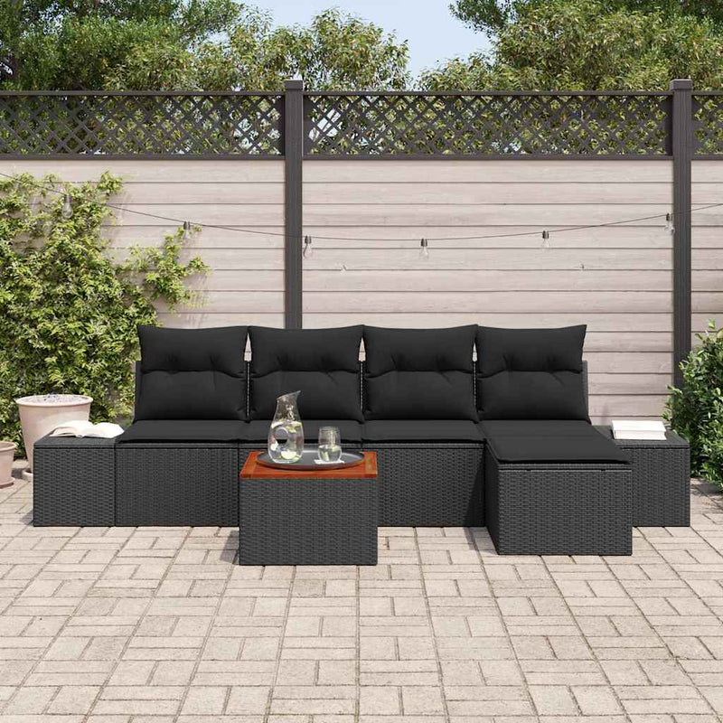 vidaXL Garden Sofa Set 6 pcs Black