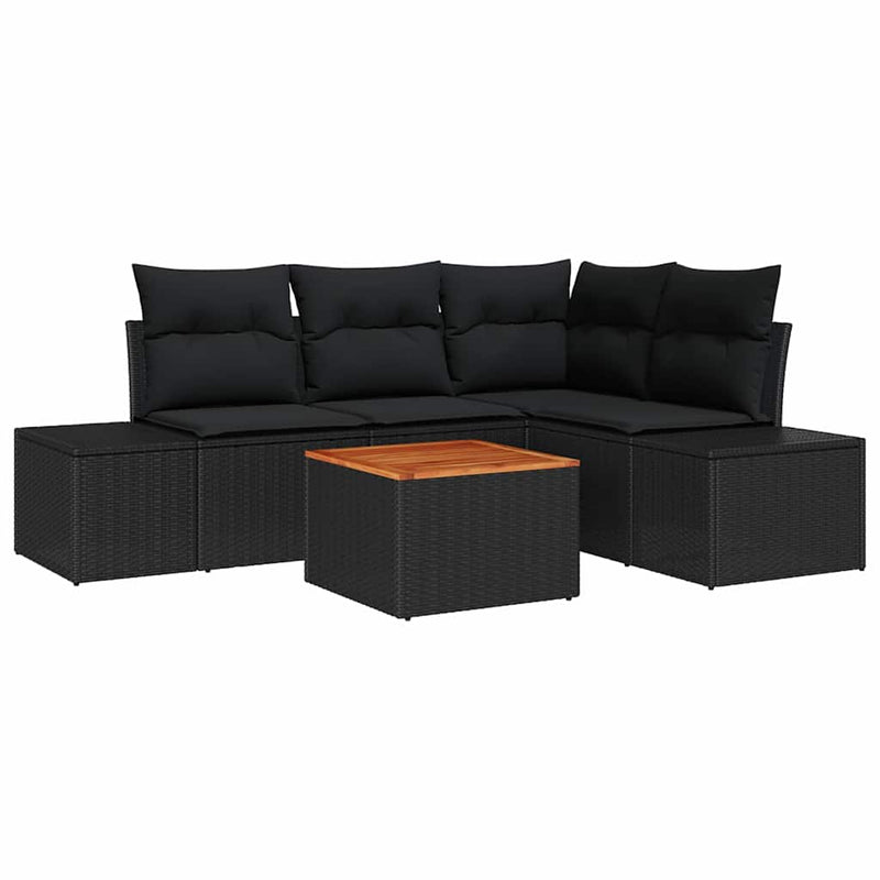 vidaXL Garden Sofa Set 5 pcs Black