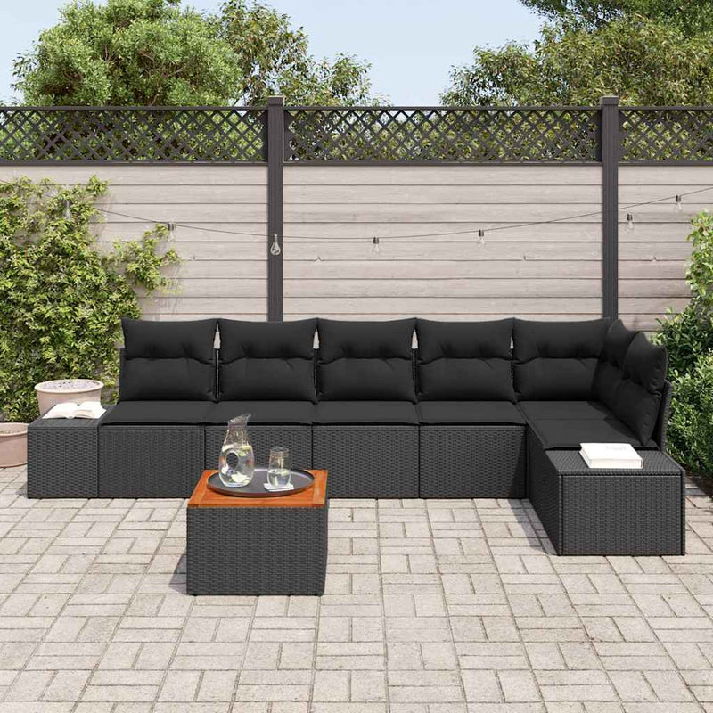 vidaXL Garden Sofa Set 7 pcs Black