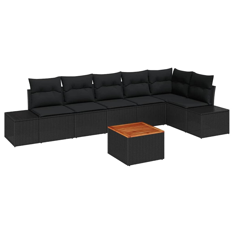 vidaXL Garden Sofa Set 7 pcs Black