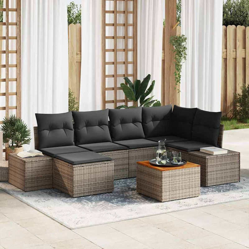 vidaXL Garden Sofa Set 7 pcs Grey
