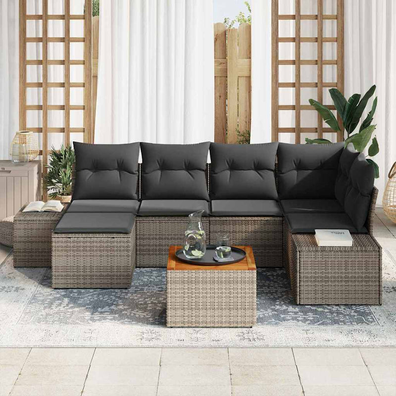 vidaXL Garden Sofa Set 7 pcs Grey