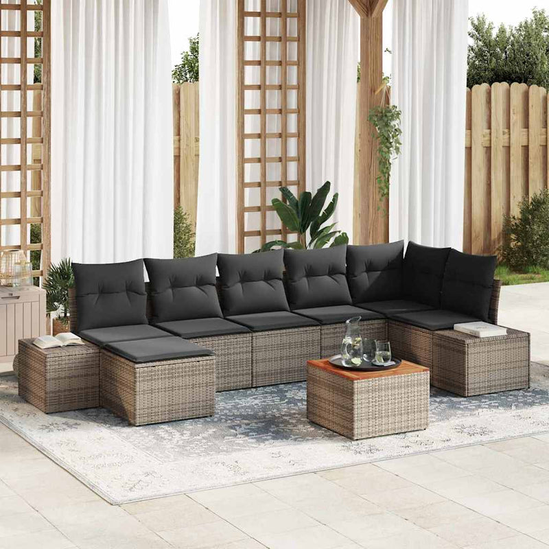 vidaXL Garden Sofa Set 8 pcs Grey