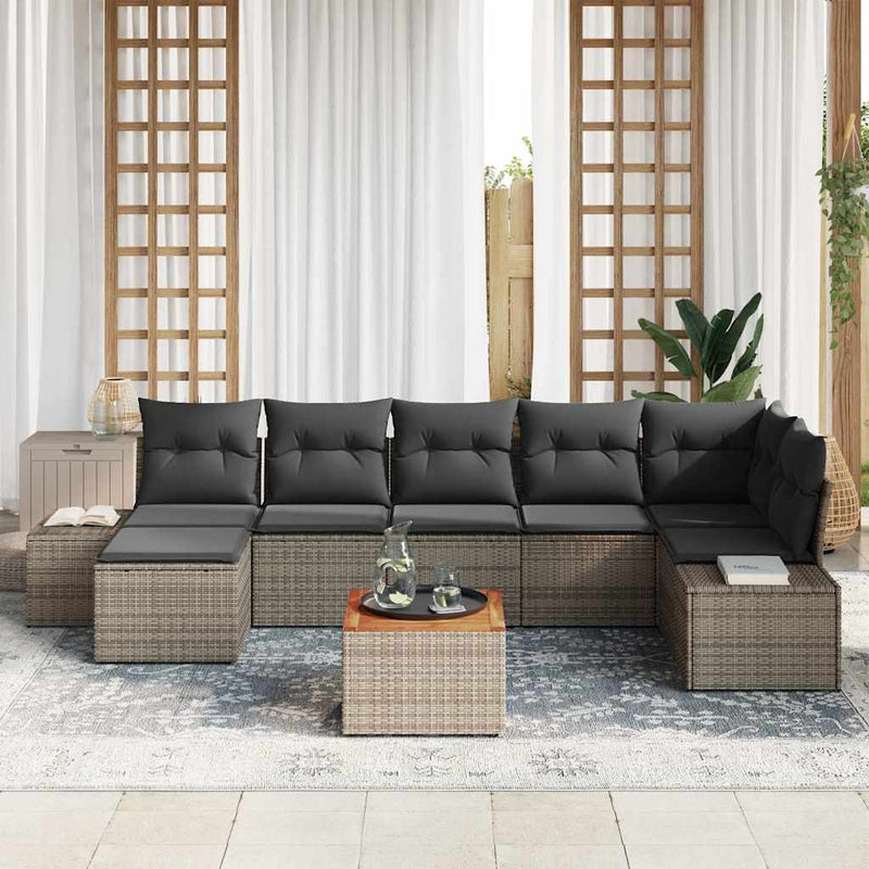 vidaXL Garden Sofa Set 8 pcs Grey