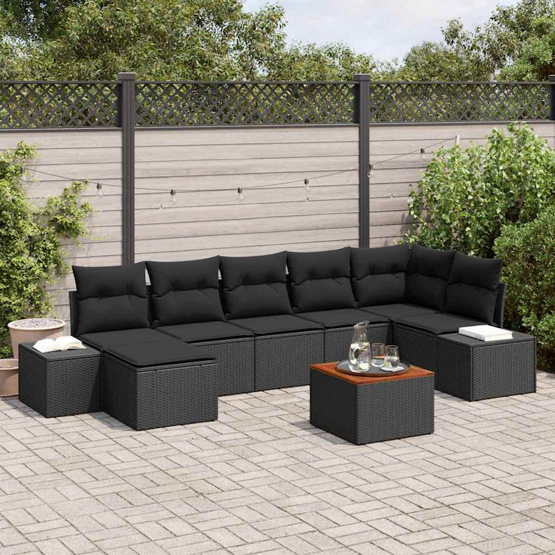vidaXL Garden Sofa Set 8 pcs Black