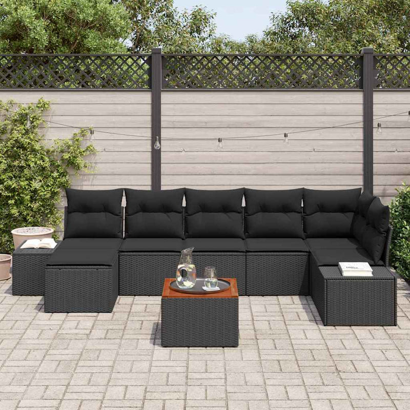 vidaXL Garden Sofa Set 8 pcs Black