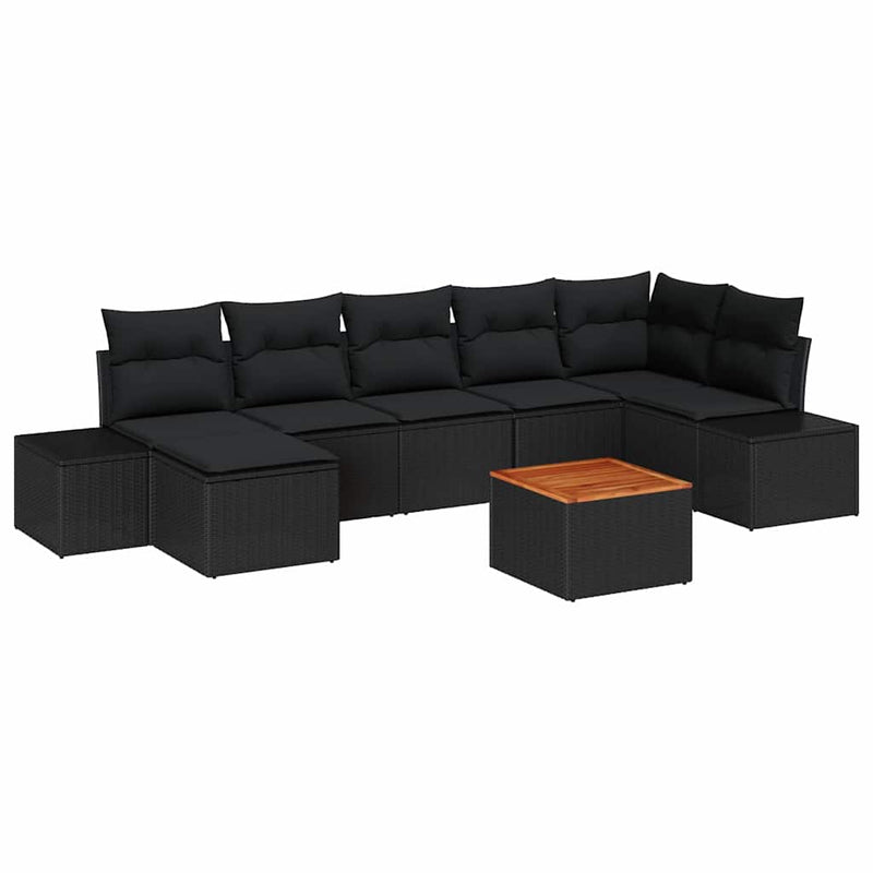 vidaXL Garden Sofa Set 8 pcs Black