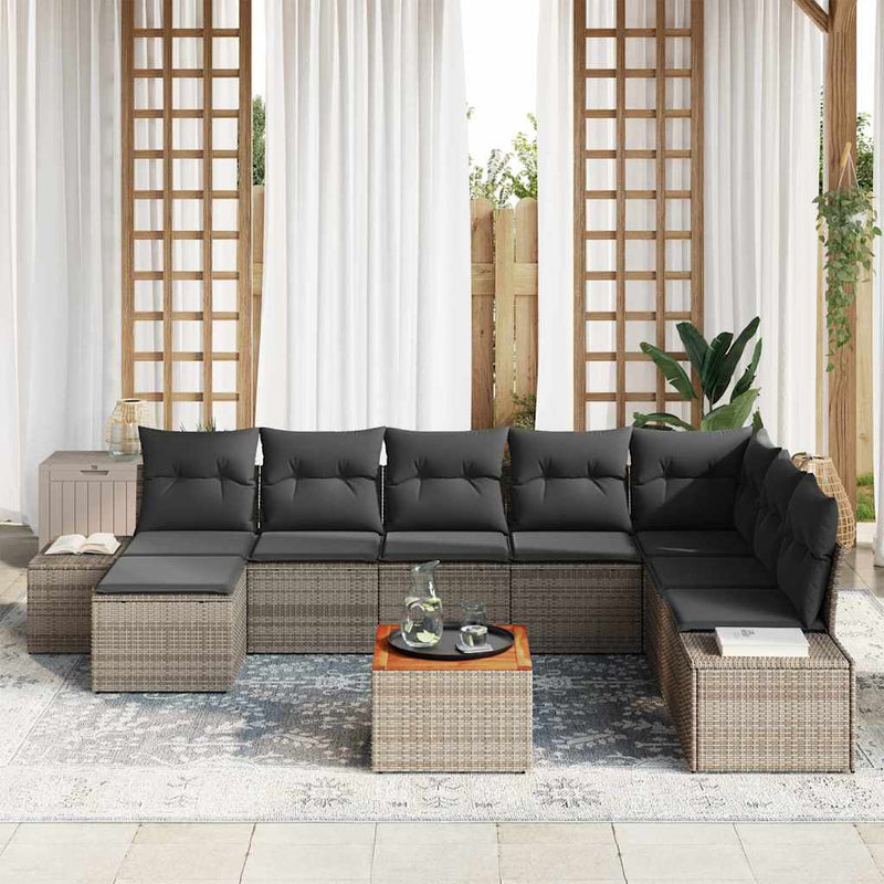 vidaXL Garden Sofa Set 9 pcs Grey