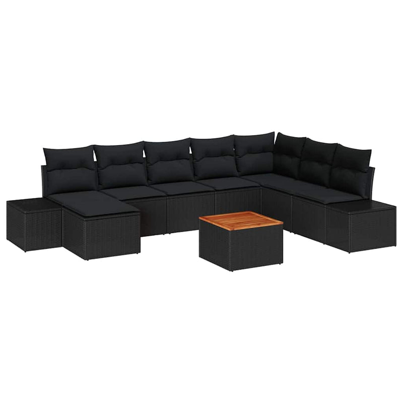 vidaXL Garden Sofa Set 9 pcs Black