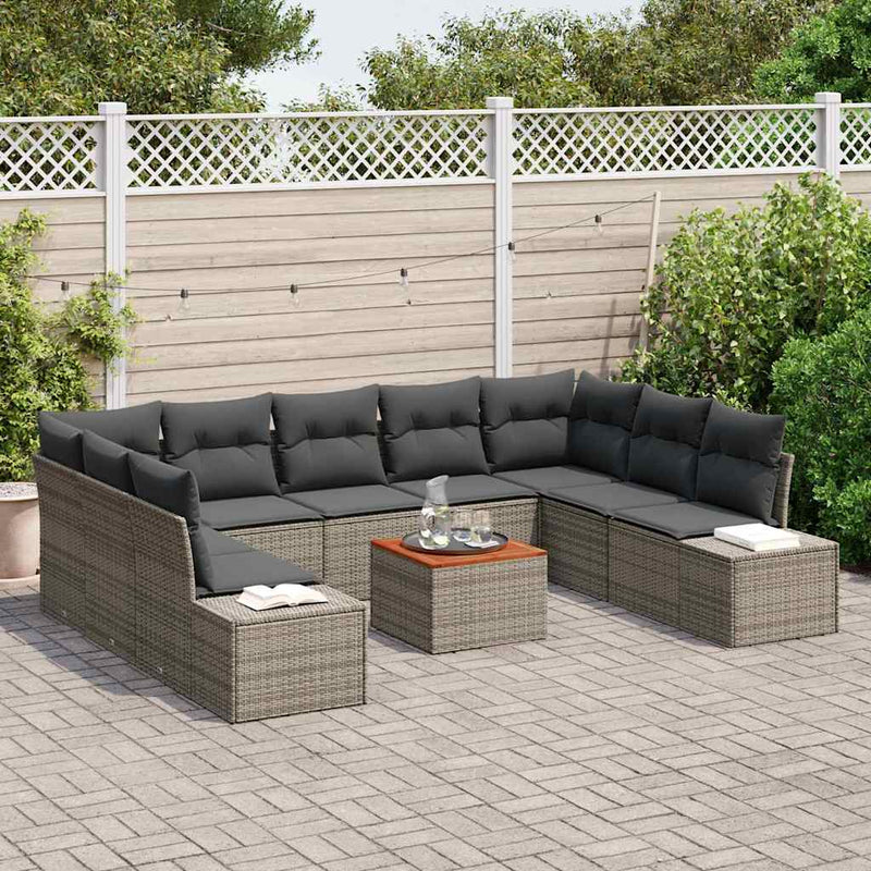 vidaXL Garden Sofa Set 10 pcs Grey