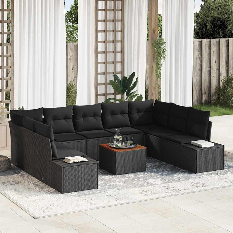 vidaXL Garden Sofa Set 10 pcs Black