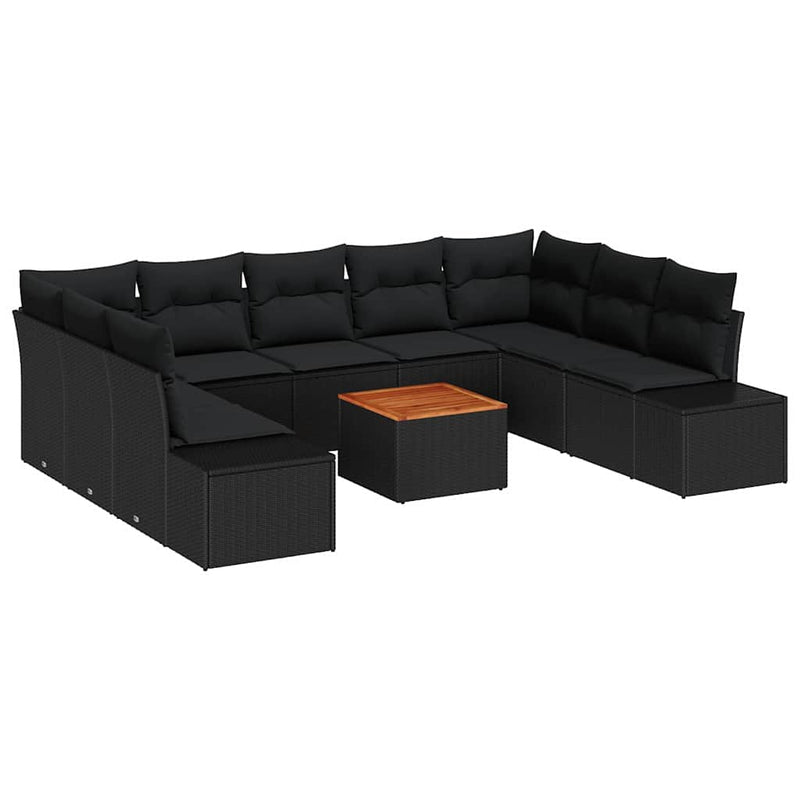 vidaXL Garden Sofa Set 10 pcs Black