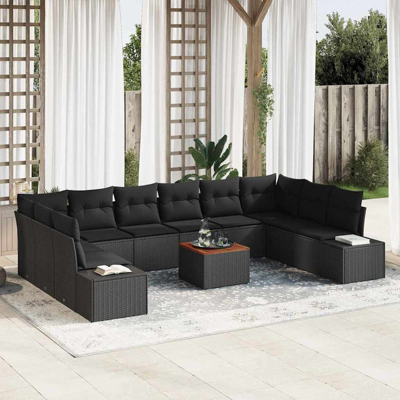 vidaXL Garden Sofa Set 11 pcs Black