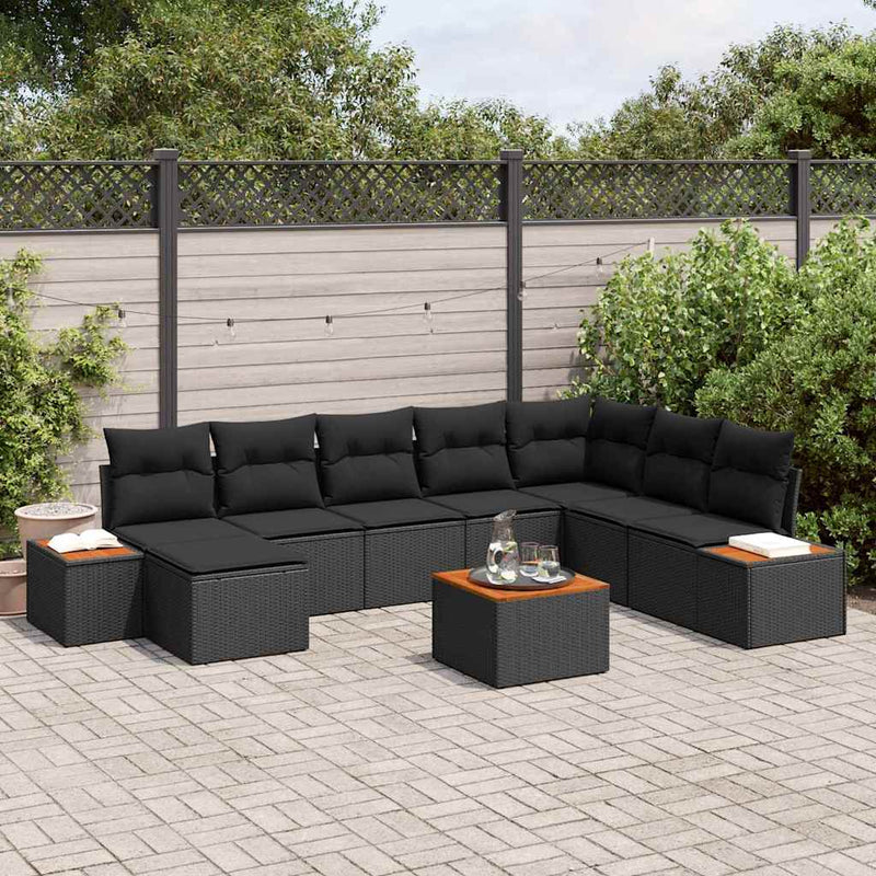 vidaXL Garden Sofa Set 9 pcs Black 319 x 209 x 85 cm Poly rattan