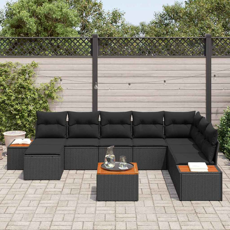 vidaXL Garden Sofa Set 9 pcs Black 319 x 209 x 85 cm Poly rattan