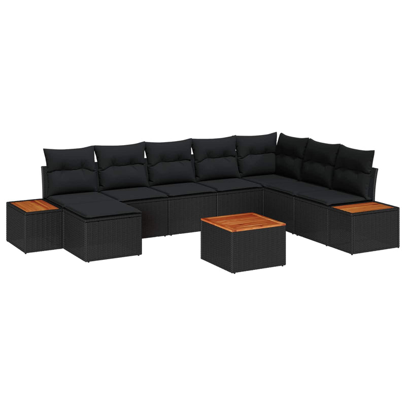 vidaXL Garden Sofa Set 9 pcs Black 319 x 209 x 85 cm Poly rattan