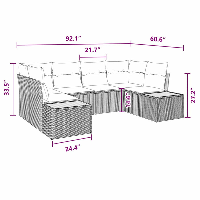 vidaXL Garden Sofa Set with Cushion 6 pcs Black Poly Rattan