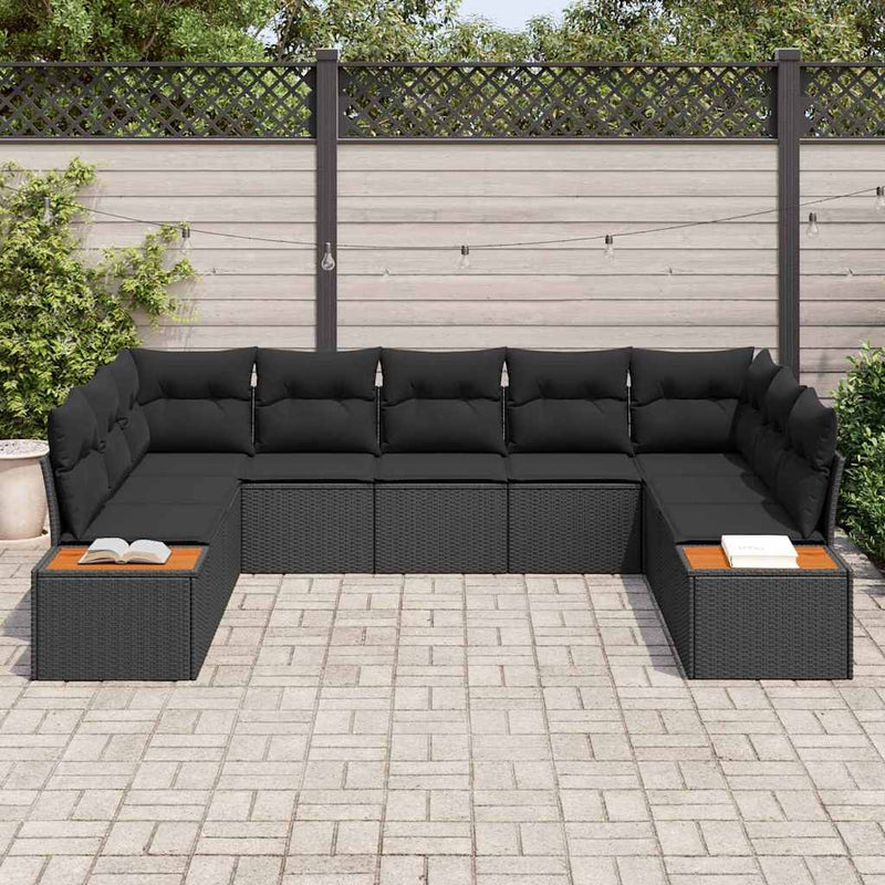 vidaXL Garden Sofa Set with Cushion 5 pcs Black Poly rattan