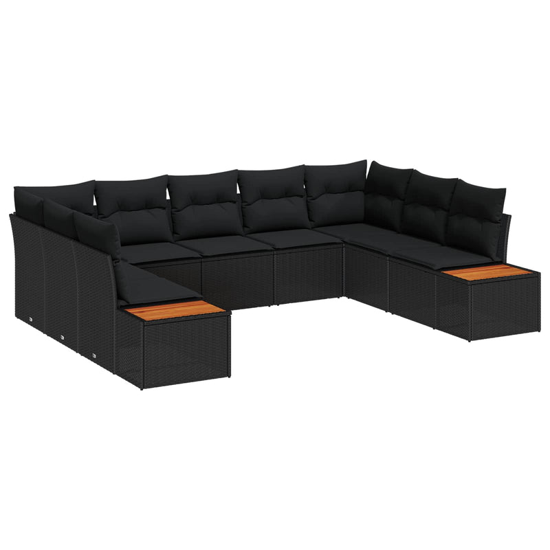 vidaXL Garden Sofa Set with Cushion 5 pcs Black Poly rattan