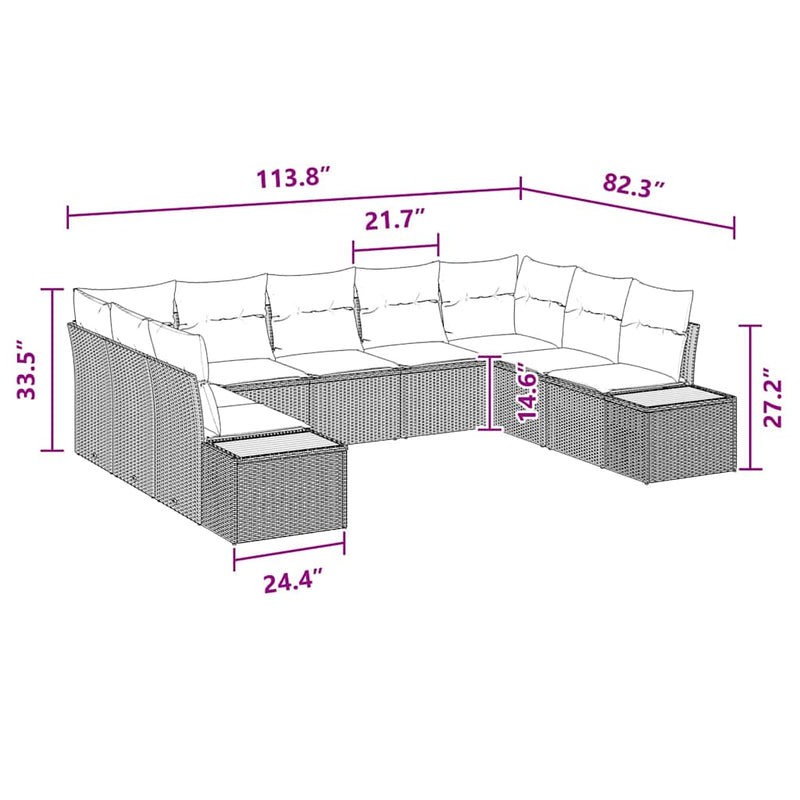 vidaXL Garden Sofa Set with Cushion 5 pcs Black Poly rattan